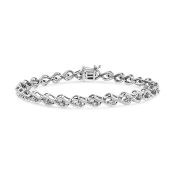 Haus Of Brilliance .925 Sterling Silver 1/10 Cttw Round-Cut Diamond Links Of Flame Bracelet (I-J Color, I3) - 7.25" 1 Vòng tay Haus Of Brilliance .925 Sterling Silver 1/10 Cttw Round-Cut Diamond Links Of Flame Bracelet (I-J Color