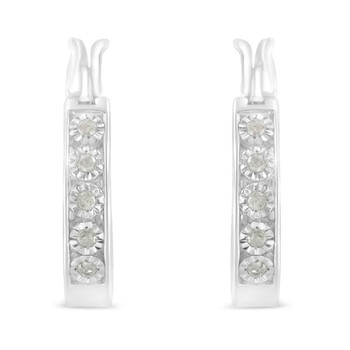 Bông tai Haus Of Brilliance .925 Sterling Silver 1/10Ct Cttw Miracle-Set Diamond Full Circle Hoop Earrings (I-J Color
