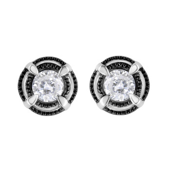 Bông tai Haus Of Brilliance .925 Sterling Silver 1/2 Cttw Diamond Modern 4-Prong Solitaire Milgrain Stud Earrings (H-I Color