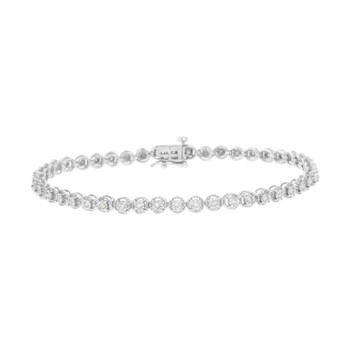 Vòng tay Haus Of Brilliance .925 Sterling Silver 1/2 Cttw Miracle-Set Round-Cut Diamond Bezel Link Bracelet (I-J Color