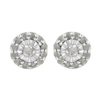 Bông tai Haus Of Brilliance .925 Sterling Silver 1/2 Cttw Miracle-Set Round Diamond Halo Stud Earrings (I-J