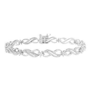 Vòng tay Haus Of Brilliance .925 Sterling Silver 1/2 Cttw Prong Set Round-Cut Diamond Infinity Weave Link Bracelet - 7.25" chính hãng