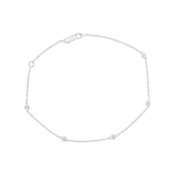 Haus Of Brilliance .925 Sterling Silver 1/4 Cttw Bezel Set Round-Cut Diamond 5 Station Strand Bracelet (I-J Color, I2-I3 Clarity) - 7.25" 2 Vòng tay Haus Of Brilliance .925 Sterling Silver 1/4 Cttw Bezel Set Round-Cut Diamond 5 Station Strand Bracelet (I-J Color