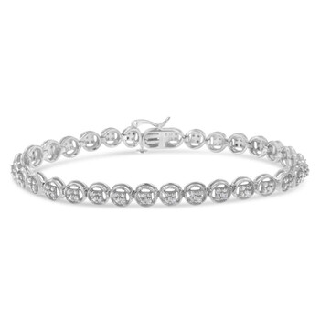 Haus Of Brilliance .925 Sterling Silver 1/4 Cttw Diamond 7" Open Circle Wheel Link Tennis Bracelet (I-J Color, I2-I3 Clarity) 1 Vòng tay Haus Of Brilliance .925 Sterling Silver 1/4 Cttw Diamond 7" Open Circle Wheel Link Tennis Bracelet (I-J Color
