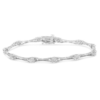 Haus Of Brilliance .925 Sterling Silver 1/4 Cttw Diamond Miracle-Set Flared-Bar 7" Link-Style Tennis Bracelet (I-J Color, I3 Clarity) 1 Vòng tay Haus Of Brilliance .925 Sterling Silver 1/4 Cttw Diamond Miracle-Set Flared-Bar 7" Link-Style Tennis Bracelet (I-J Color
