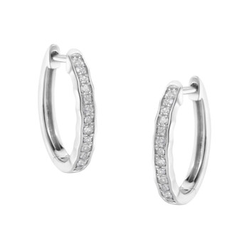 Bông tai Haus Of Brilliance .925 Sterling Silver 1/4 Cttw Inlaid Diamond Curved Edge Hoop Earrings (I-J Color