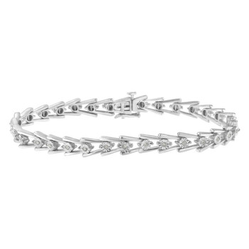Vòng tay Haus Of Brilliance .925 Sterling Silver 1/4 Cttw Miracle Set Diamond Sleek And Open "V"Bracelet (I-J Color