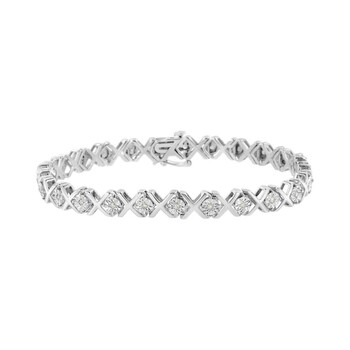 Haus Of Brilliance .925 Sterling Silver 1/4 Cttw Miracle Set Diamond "X" Link Bracelet (I-J Color, I3 Clarity) - 7.25" 2 Vòng tay Haus Of Brilliance .925 Sterling Silver 1/4 Cttw Miracle Set Diamond "X" Link Bracelet (I-J Color