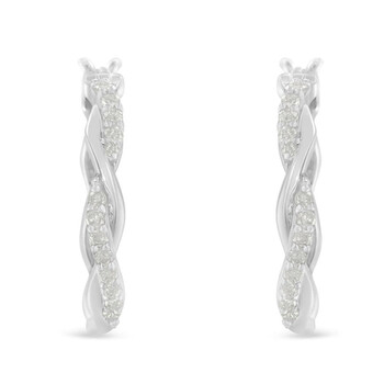 Bông tai Haus Of Brilliance .925 Sterling-Silver 1/4 Cttw Pave Set Diamond Twisted Spiral Hoop Earring (I-J Color
