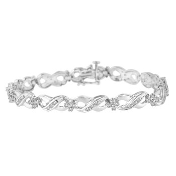 Vòng tay Haus Of Brilliance .925 Sterling Silver 1/4 Cttw Prong Set Rose-Cut Diamond Infinity Link Tennis Bracelet (I-J Color