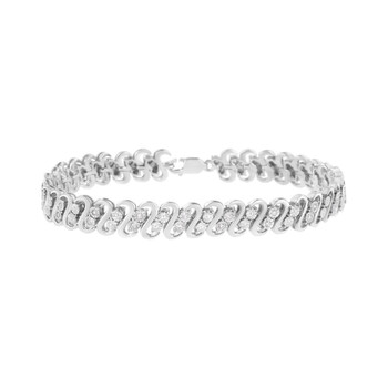 Haus Of Brilliance .925 Sterling Silver 1/4 Cttw Round-Cut Diamond Double Row Wrapped S-Link Bracelet (I-J Color, I2-I3 Clarity) - 7.25" 2 Vòng tay Haus Of Brilliance .925 Sterling Silver 1/4 Cttw Round-Cut Diamond Double Row Wrapped S-Link Bracelet (I-J Color