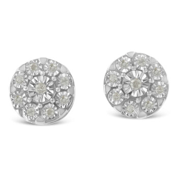 Haus Of Brilliance .925 Sterling Silver 1/5 Cttw Miracle Plate Set Round Diamond Halo Stud Earrings (I-J Color, I2-I3 Clarity) 1 Bông tai Haus Of Brilliance .925 Sterling Silver 1/5 Cttw Miracle Plate Set Round Diamond Halo Stud Earrings (I-J Color