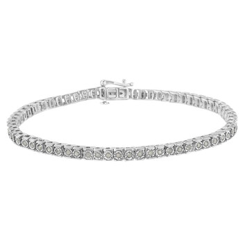 Vòng tay Haus Of Brilliance .925 Sterling Silver 1 Cttw Diamond Square Frame Miracle-Set Tennis Bracelet (I-J Color