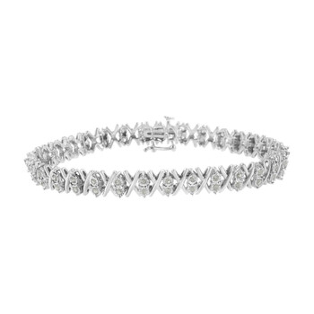 Vòng tay Haus Of Brilliance .925 Sterling Silver 1 Cttw Miracle Set Diamond X-Link Tennis Bracelet (I-J Color