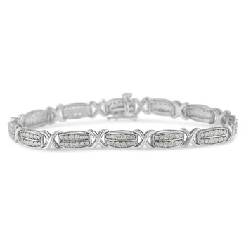 Vòng tay Haus Of Brilliance .925 Sterling Silver 2.0 Cttw Diamond 2 Row X-Link Bracelet (I-J Color