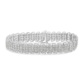 Vòng tay Haus Of Brilliance .925 Sterling-Silver 2.0 Cttw Miracle Set Round Diamond 3 Row Line Tennis Bracelet (I-J Color