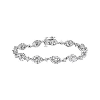Vòng tay Haus Of Brilliance .925 Sterling Silver 2 1/2 Cttw Diamond Pear Shaped And Bezel Link Bracelet (I-J Color