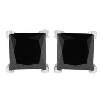 Bông tai Haus Of Brilliance .925 Sterling Silver 2 Carat Tdw Black Diamond Screw-Back 4-Prong Classic Stud Earrings (Color-Enhanced