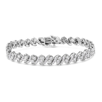 Vòng tay Haus Of Brilliance .925 Sterling Silver 2 Cttw Round-Cut Diamond "S" Link Bracelet (I-J Color