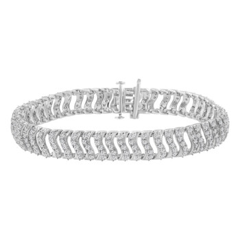 Haus Of Brilliance .925 Sterling Silver 3.0 Cttw Diamond Chevron "S" Wave Link Bracelet (I-J Color, I1-I2 Clarity) - 7.25 2 Vòng tay Haus Of Brilliance .925 Sterling Silver 3.0 Cttw Diamond Chevron "S" Wave Link Bracelet (I-J Color