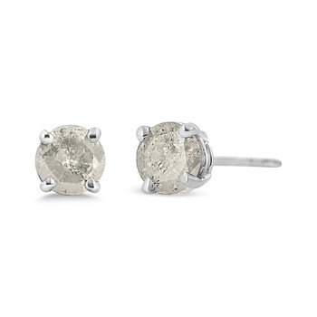 Haus Of Brilliance .925 Sterling Silver 3/4 Cttw 4-Prong Round-Cut "Salt And Pepper" Diamond Classic Stud Earrings (H-I Color, I3 Clarity) 1 Bông tai Haus Of Brilliance .925 Sterling Silver 3/4 Cttw 4-Prong Round-Cut "Salt And Pepper" Diamond Classic Stud Earrings (H-I Color