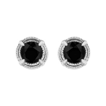 Haus Of Brilliance .925 Sterling Silver 3/4 Cttw Treated Black Diamond Modern 4-Prong Solitaire Milgrain Stud Earrings (Black Color, I1-I2 Clarity) 1 Bông tai Haus Of Brilliance .925 Sterling Silver 3/4 Cttw Treated Black Diamond Modern 4-Prong Solitaire Milgrain Stud Earrings (Black Color