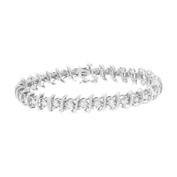 Haus Of Brilliance .925 Sterling Silver 3 Cttw Diamond "S" Link Bracelet (I-J, I2-I3) - Size 7.5 1 Vòng tay Haus Of Brilliance .925 Sterling Silver 3 Cttw Diamond "S" Link Bracelet (I-J
