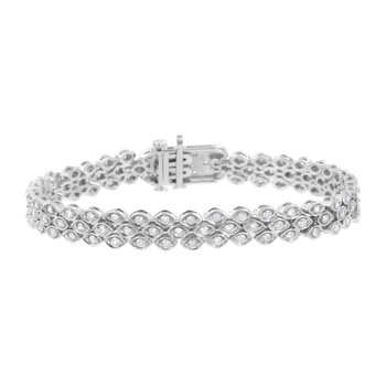 Haus Of Brilliance .925 Sterling Silver 3 Cttw Pave-Set Diamond Link Bracelet (I-J, I2-I3) - 7.25" 2 Vòng tay Haus Of Brilliance .925 Sterling Silver 3 Cttw Pave-Set Diamond Link Bracelet (I-J