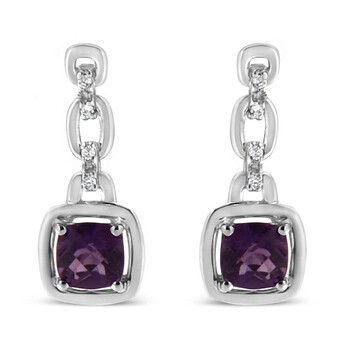 Haus Of Brilliance .925 Sterling Silver 6X6Mm Cushion Shaped Natural Purple Amethyst, Accent Drop And Dangle Earrings 1 Bông tai Haus Of Brilliance .925 Sterling Silver 6X6Mm Cushion Shaped Natural Purple Amethyst