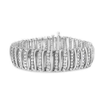 Vòng tay Haus Of Brilliance .925 Sterling Silver 8 1/2 Cttw Diamond 7 Row Chevron "S" Curved Link Tennis Bracelet (I-J Color
