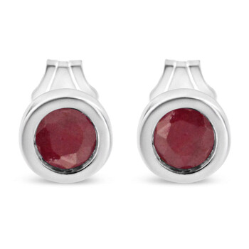 Haus Of Brilliance .925 Sterling Silver Bezel Set 3.5Mm Created Red Garnet Gemstone Solitaire Stud Earrings 2 Bông tai Haus Of Brilliance .925 Sterling Silver Bezel Set 3.5Mm Created Red Garnet Gemstone Solitaire Stud Earrings
