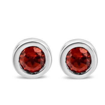 Bông tai Haus Of Brilliance .925 Sterling Silver Bezel Set 3.5Mm Created Red Ruby Gemstone Solitaire Stud Earrings
