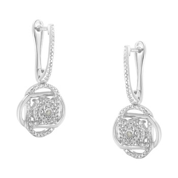Bông tai Haus Of Brilliance .925 Sterling-Silver Diamond Accent Floral Cluster Drop And Dangle Stud Earring (I-J Color