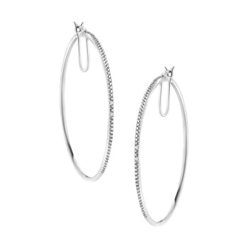 Bông tai Haus Of Brilliance .925 Sterling Silver Diamond Accent Medium Sized Hoops Earrings (I-J