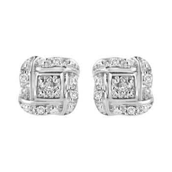Bông tai Haus Of Brilliance .925 Sterling Silver Diamond Accent Square Knot Stud Earrings (H-I