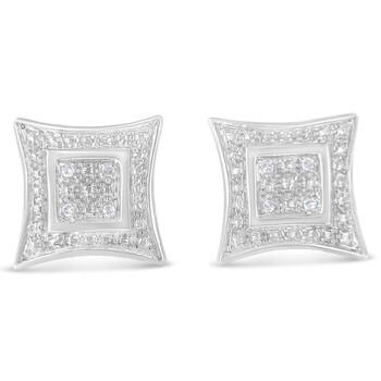 Haus Of Brilliance .925 Sterling Silver Diamond Accented 4-Stone Four Pointed Star Shaped Halo-Style Stud Earrings 2 Bông tai Haus Of Brilliance .925 Sterling Silver Diamond Accented 4-Stone Four Pointed Star Shaped Halo-Style Stud Earrings