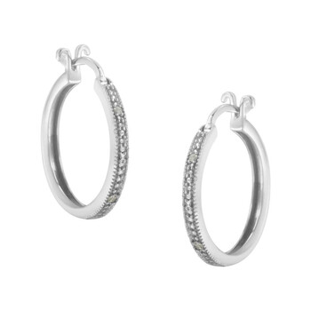 Bông tai Haus Of Brilliance .925 Sterling Silver Miracle-Set Diamond Pave Style Hoop Earrings (I-J Color