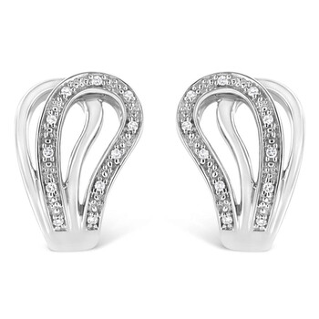 Bông tai Haus Of Brilliance .925 Sterling Silver Pave-Set Diamond Accent Horseshoe Hoop Earring (I-J Color