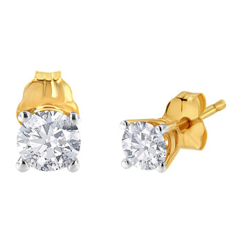 Bông tai Haus Of Brilliance Ags Certified 14K Yellow Gold 3/8 Cttw 4-Brilliant Round-Cut Solitaire