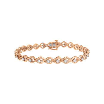 Haus Of Brilliance Rose Gold Plated .925 Sterling Silver 1/3 Carat Tdw Miracle-Set Diamond Link Bracelet (I-J, I3-Promo) 2 Vòng tay Haus Of Brilliance Rose Gold Plated .925 Sterling Silver 1/3 Carat Tdw Miracle-Set Diamond Link Bracelet (I-J