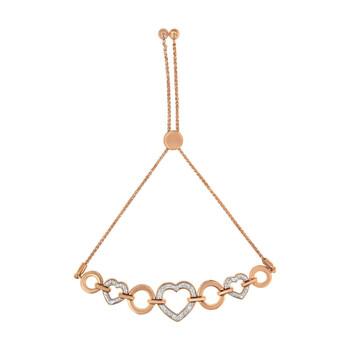 Vòng tay Haus Of Brilliance Rose Plated Sterling Silver 1/10Ct Tdw Diamond Heart Link Bolo Bracelet(H-I