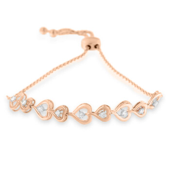 Vòng tay Haus Of Brilliance Rose Plated Sterling Silver 1/3Ct Tdw Diamond Heart-Linked Bolo Bracelet(H-I