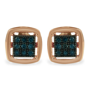 Bông tai Haus Of Brilliance Rose Plated Sterling Silver 1/4Ct Tdw Rose Cut Treated Blue Diamond Stud Earring(I2-I3)