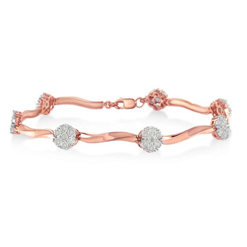 Vòng tay Haus Of Brilliance Rose Plated Sterling Silver 1Ct Tdw Diamond Floral Link Bracelet (I-J