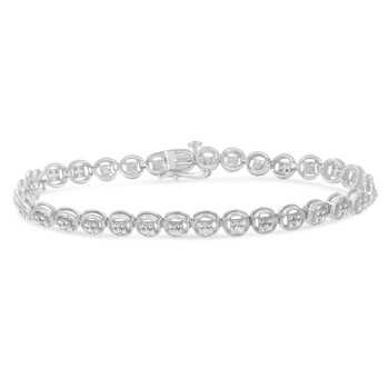 Vòng tay Haus Of Brilliance Sterling Silver 0.10Ct Tdw Diamond Circle Link Bracelet (I-J