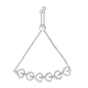 Vòng tay Haus Of Brilliance Sterling Silver 1/10Ct Tdw Diamond Heart Chain Bolo Bracelet(H-I