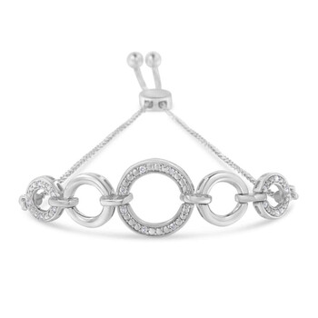 Vòng tay Haus Of Brilliance Sterling Silver 1/10Ct Tdw Diamond Infinity Link Bolo Bracelet(H-I