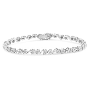 Vòng tay Haus Of Brilliance Sterling Silver 1/10Ct Tdw Diamond Link Bracelet (I-J