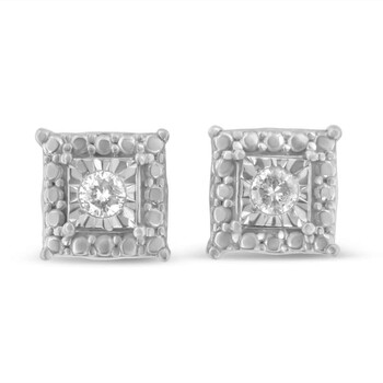 Bông tai Haus Of Brilliance Sterling Silver 1/10Ct Tdw Miracle Plated Diamond Stud Earrings (H-I