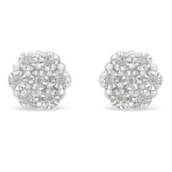 Bông tai Haus Of Brilliance Sterling Silver 1/10Ct Tdw Rose-Cut Diamond Floral Cluster Stud Earring (I-J